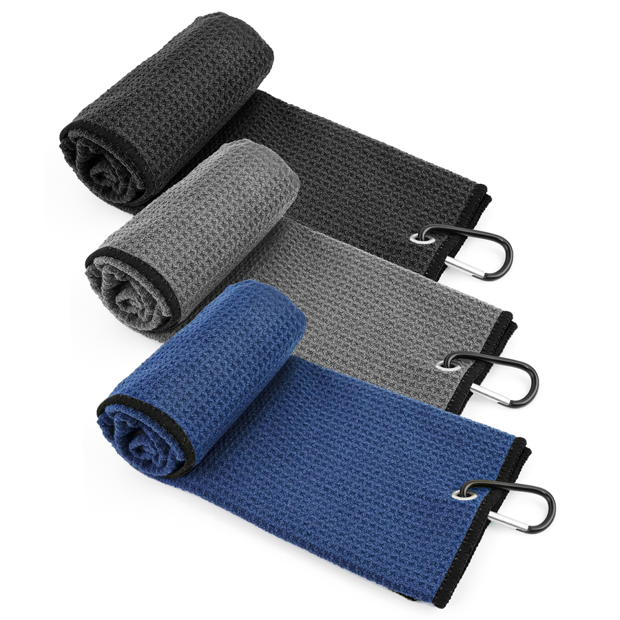 Golf Towel Waffle - Microfiber Golf Towel With Carabiner Clips